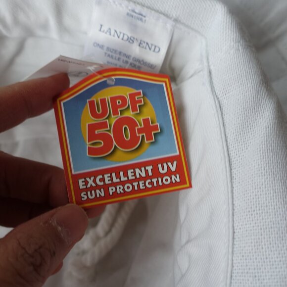 Lands End cotton fabric white sun hat - Picture 3 of 13